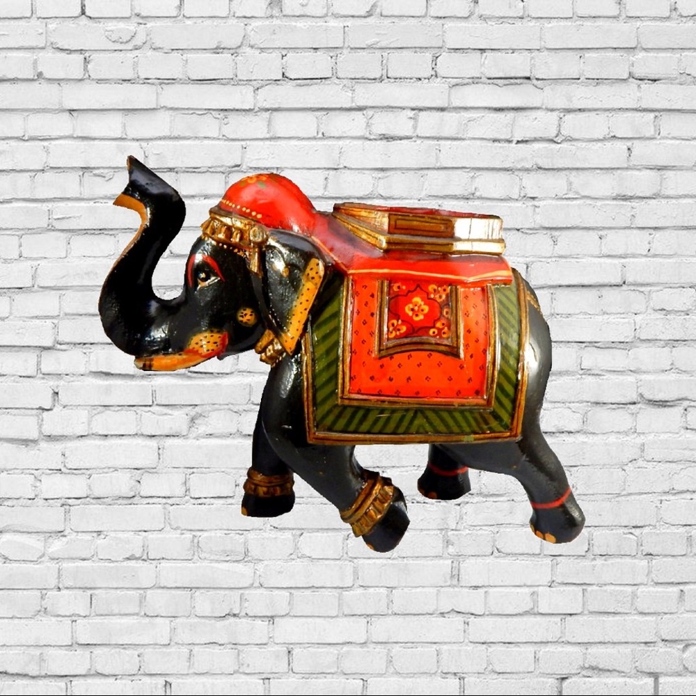 Bohemian Elephant Figurine Statue Boho Vintage